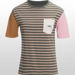 Discount 🎁 Vans Striped Pocket T Shirt Women's 👍 -Vans Sales Shop THY D6